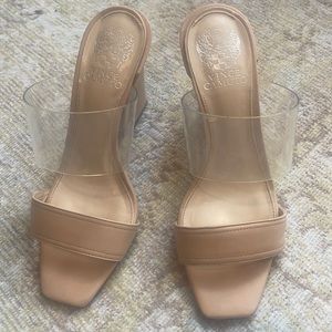 Nude and Clear Vince Camuto heel